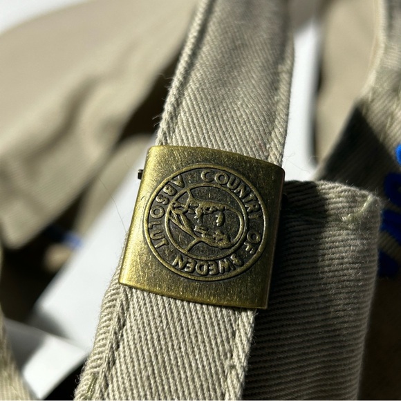 Absolut Vodka Tan Golf Cap Strap back BaseBall Hat Blue Logo Khaki Embroider Dad - Picture 7 of 7